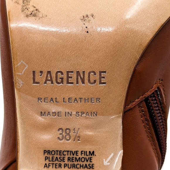L'Agence Women Jeannie II Pointed Toe Brown Leather boots size 8US EUR 38.5 - Picture 5 of 11